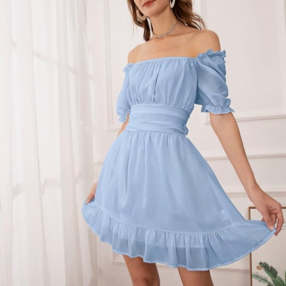 DRESS NEW EXLURA Women's Tie Back Off Shoulder